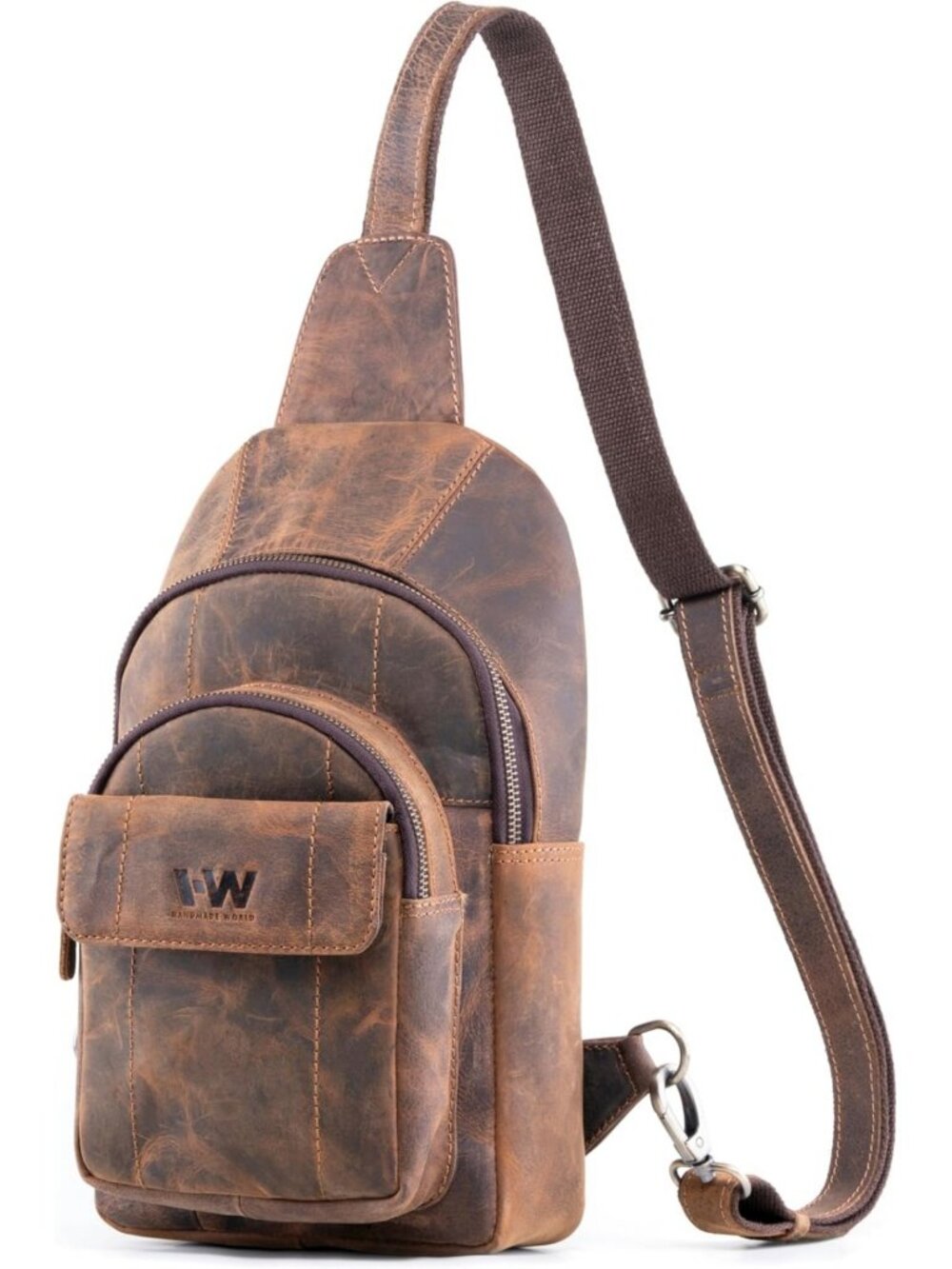 Stylish Full Grain Leather Crossbody Sling Bag for Men - Small Travel Shoulder